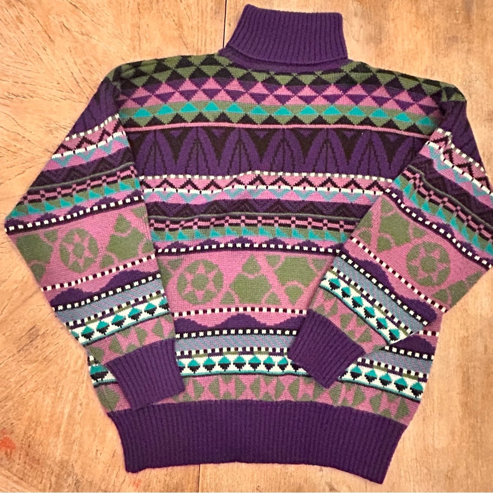 Vintage Segrets Sun Prints patterned turtleneck sweater - Picture 3 of 5